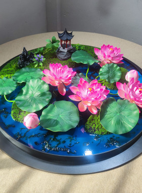 大圆桌摆花餐桌转盘中间摆件