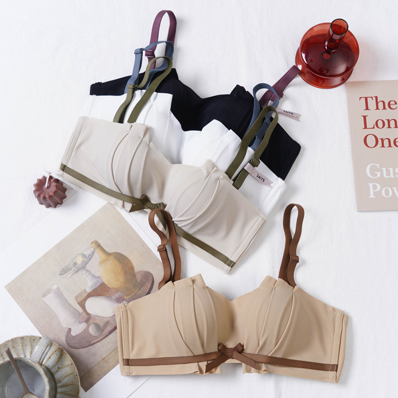 荷韵阁旗舰店无肩带内衣女小胸聚拢抹胸式文胸无钢圈柔软上托防滑少女甜美胸罩3