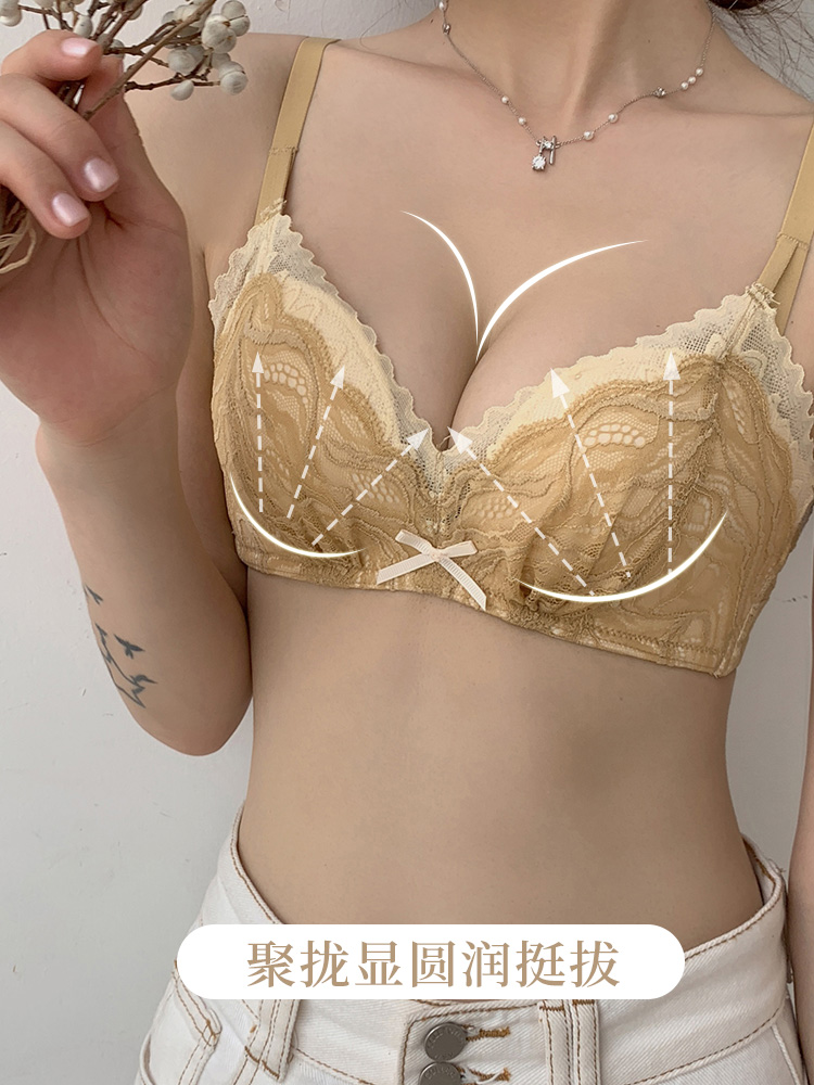 荷韵阁旗舰店调整型内衣女小胸聚拢薄款收副乳胸罩性感蕾丝文胸日系bra套装2
