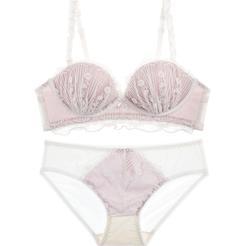 荷韵阁旗舰店乳胶内衣女小胸罩聚拢收副乳防下垂上托调整型少女无钢圈文胸套装0