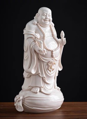 陶瓷大肚弥勒佛像如意布袋笑佛客厅办公室禅意家居招财工艺品