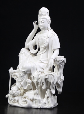 德化窑白瓷收藏品自在观音佛像工艺品摆设艺术品德华陶瓷禅意摆件