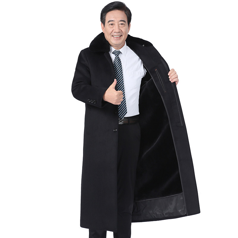 老爷车中老年人男羊绒大衣长款过膝加厚棉服爸爸冬装毛呢风衣外套,淘宝优惠券,粉丝福利购,淘宝优惠卷