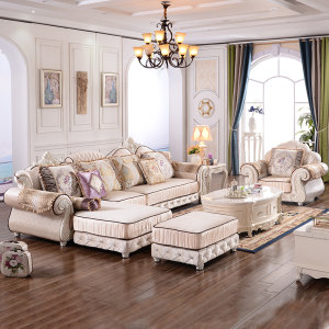 法丽莎家具欧式布艺沙发组合客厅小户型实木转角布艺贵妃沙发G2