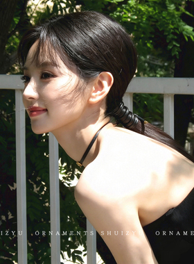 皮质绑束发带高级感韩系美拉德