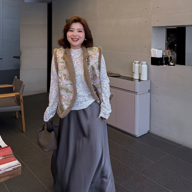 胖mm新年缎面垂感半身裙木子理想大码女装拉链腰头秋冬品质半裙,淘宝优惠券,粉丝福利购,淘宝优惠卷