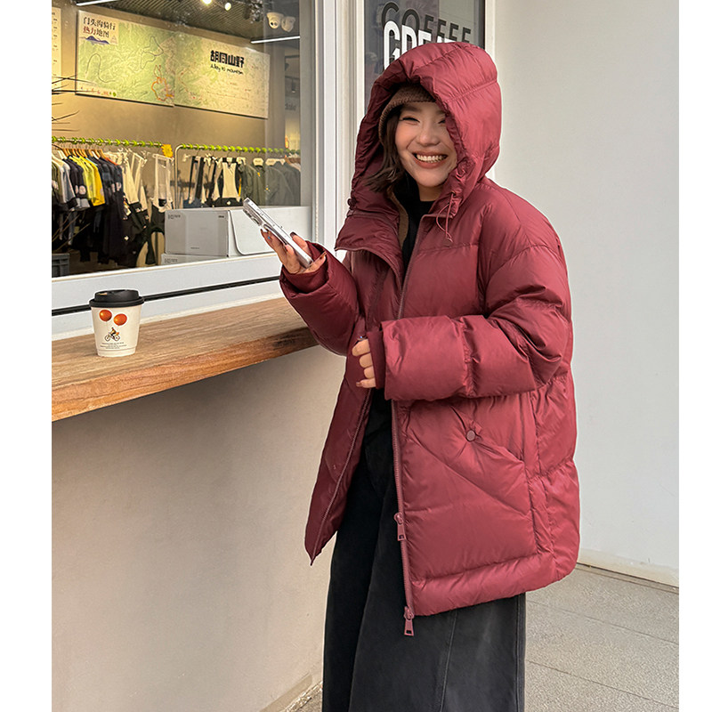 胖mm冬季加厚防寒保暖羽绒服木子理想大码女装90白鸭绒休闲羽绒服