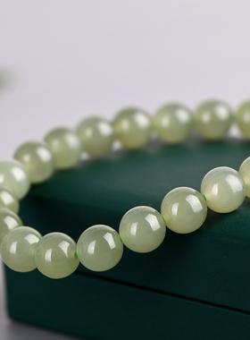 圆珠手串单圈和田玉青白玉8mm