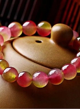 冰种天然冰种玉髓西瓜碧玺手串