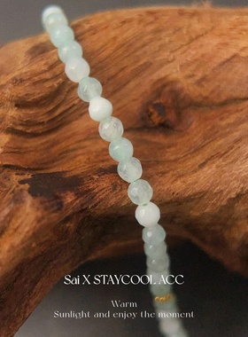 海岛度假风海蓝色天然石白水晶爱心钥匙女士项链北欧高级感锁骨链