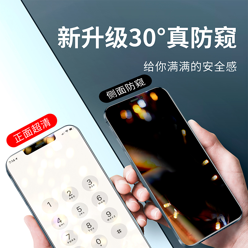 苹果14钢化膜iphone15pro max防窥膜13苹果12手机膜11全屏高清xs/xr防偷窥 - 图0