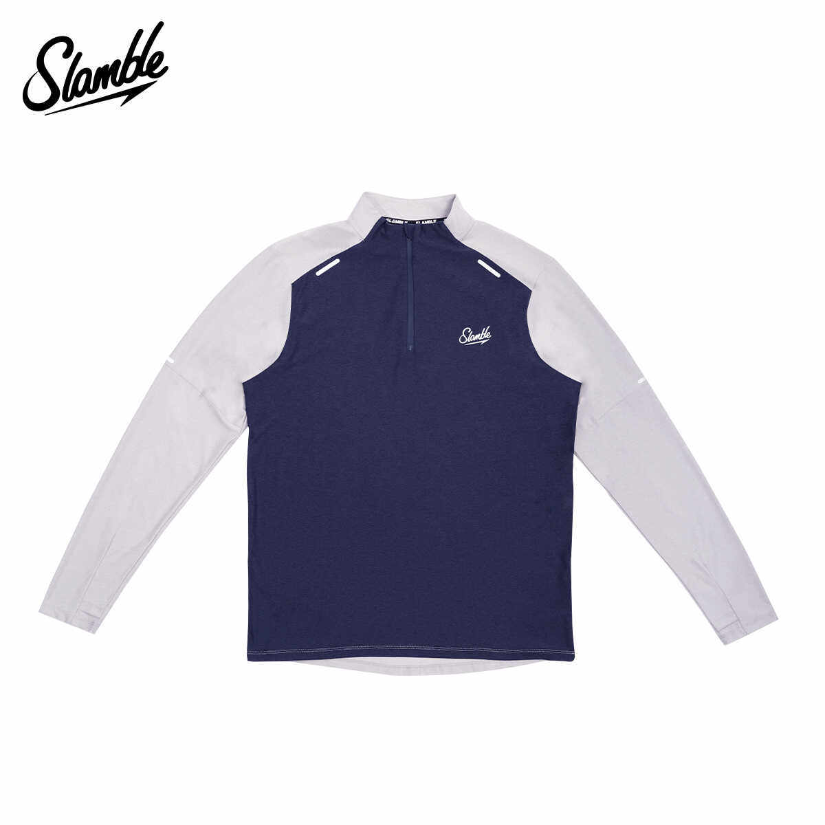 SLAMBLE跑步运动半拉链速干长袖T恤男女反光条骑行衣健身秋冬,淘宝优惠券,粉丝福利购,淘宝优惠卷