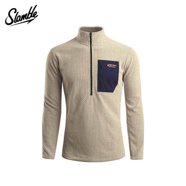 SLAMBLE stand-up collar half zipper plus velvet pullover men and women sports outdoor warm breathable tops spring new style