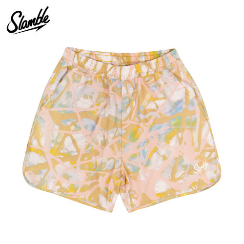 SLAMBLE美式运动梭织速干篮球短裤泼墨满印情侣宽松休闲五分裤 - 图1