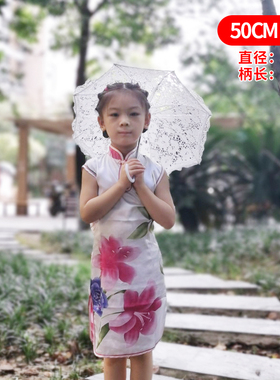 白色蕾丝花边镂空伞摄影拍照