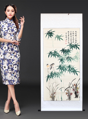 纯手绘凌雪工笔国画成品花鸟画竖幅小写意卷轴已裱装饰画真迹挂画