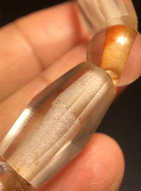 古玩藏传老水晶棱珠子手串手链收藏白水晶长条珠文玩老佛珠男女款