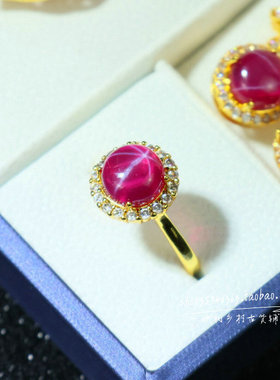 精品老红宝石项链耳环三件套组合套装女款复古时尚百搭首饰品