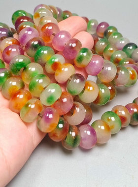 精品缅甸高冰翡翠玉珠算盘手串链老坑冰种紫罗兰料玉珠子项链颈饰