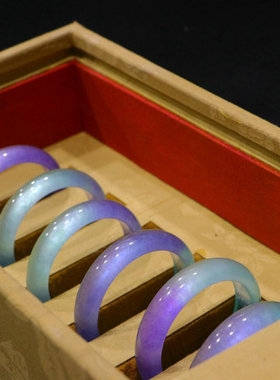 精品收藏级老翡翠女款手镯老坑冰种紫罗兰翠玉旺夫百搭款老玉手环