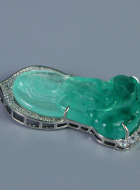 精品缅甸高冰老翡翠观音佛牌吊坠挂件飘花冰种男女款翠玉项链挂坠