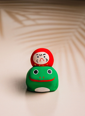 达摩桌面摆件手工陶土日式办公桌