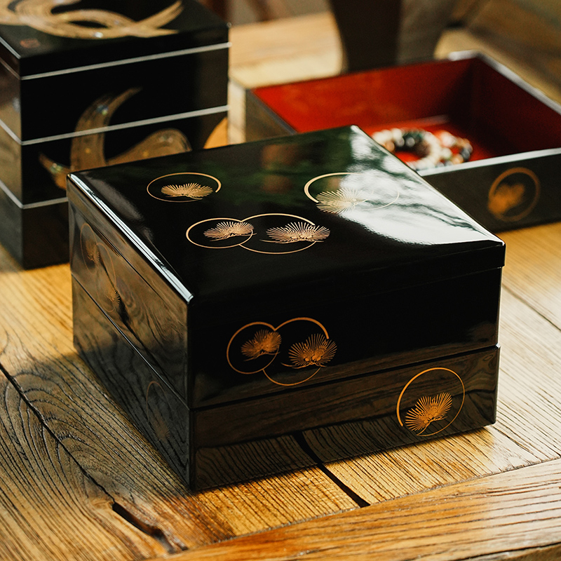 非遗漆器首饰盒高档精致轻奢高级感大容量大漆镯子手串手饰收纳盒 - 图0
