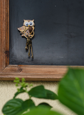 日本寄木细工猫头鹰挂钩冰箱贴