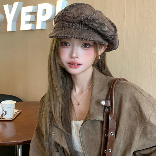 英伦风复古云朵贝雷帽子女宽檐显脸小春秋季新款文艺八角帽画家帽 - 图3