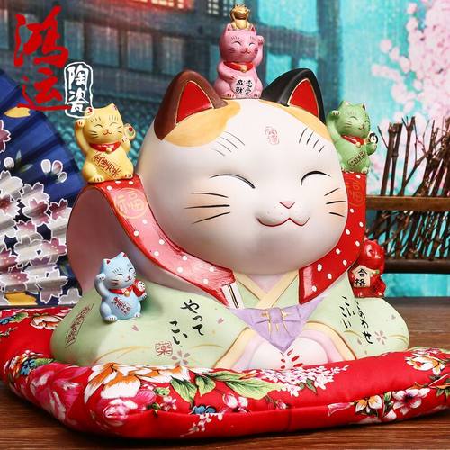 日本祈愿猫全家福招财猫店铺开业发财猫摆件家居装饰店铺礼品 - 图1