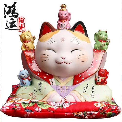 日本祈愿猫全家福招财猫店铺开业发财猫摆件家居装饰店铺礼品 - 图3
