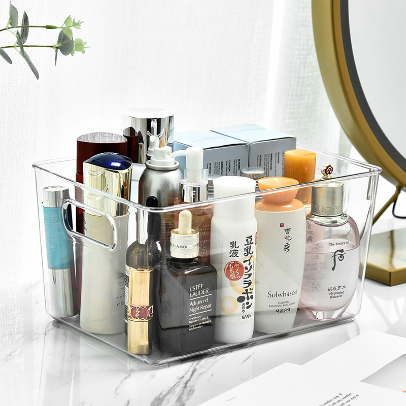 面膜收纳盒透明亚克力冰箱整理盒桌面手提化妆盒宿舍护肤品置物架