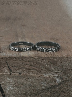 纯银戒指原创唐草纹设计对戒礼物