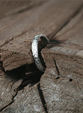 夕阳下的萤火虫对戒男女纯银戒指