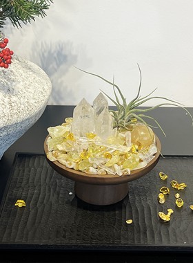 天然黄水晶原石能量碗聚宝盆高级家居摆件玄关办公室礼物风水艺术