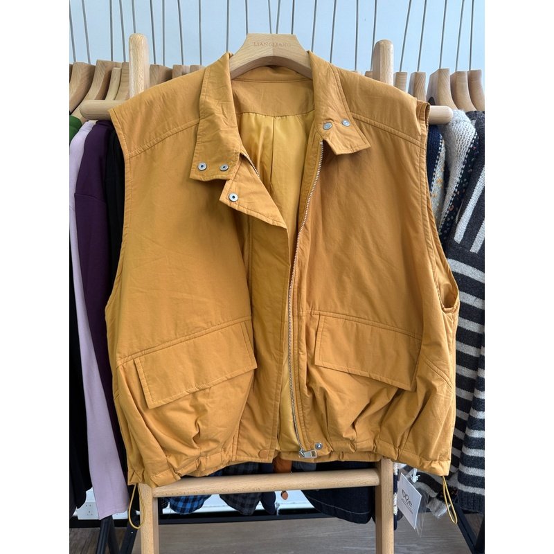 WE女5498秋冬韩版宽松大码胖mm慵懒休闲风立领设计感工装棉服马甲,淘宝优惠券,粉丝福利购,淘宝优惠卷