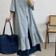 Kitchenchuan 825323 summer loose large size fat mm casual lazy knee long ruffled shirt skirt