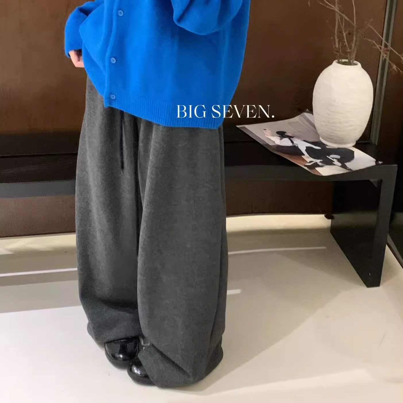 大7女21723冬季韩版宽松大码胖mm慵懒休闲仿羊绒抽绳直筒阔腿长裤,淘宝优惠券,粉丝福利购,淘宝优惠卷