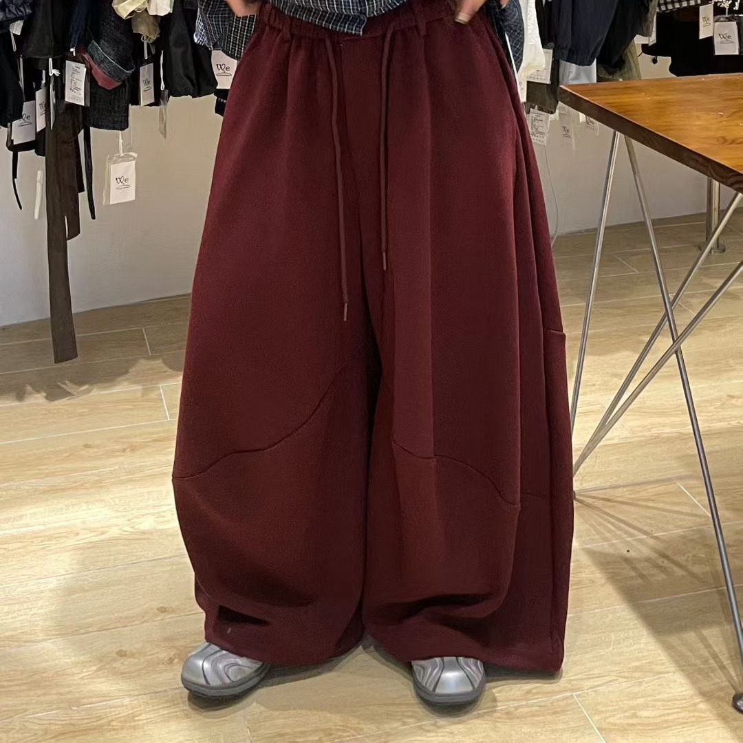 WE女452127秋冬季韩版宽松大码胖mm松弛高腰抽绳阔腿直筒卫裤长裤,淘宝优惠券,粉丝福利购,淘宝优惠卷