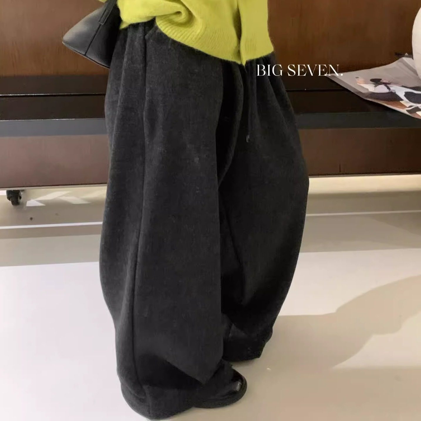 大7女21723冬季韩版宽松大码胖mm慵懒休闲仿羊绒抽绳直筒阔腿长裤,淘宝优惠券,粉丝福利购,淘宝优惠卷