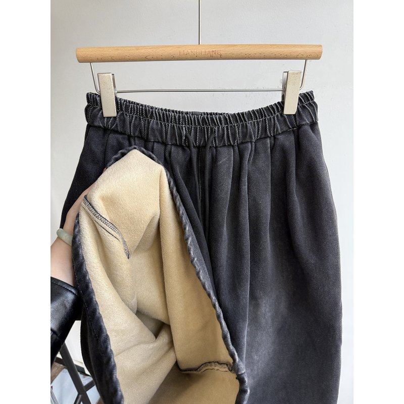 WE女装55294冬季韩版宽松大码胖mm慵懒风高腰加绒阔腿七分牛仔裤,淘宝优惠券,粉丝福利购,淘宝优惠卷