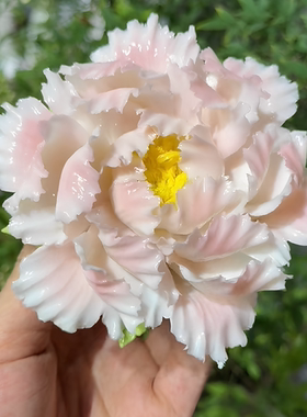 手工蓝白牡丹永生仿真花壁挂diy