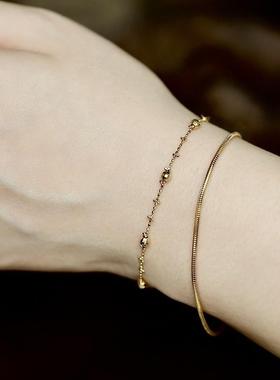 小步舞曲~S925纯银镀18K金十字花超闪镭射珠手链叠戴轻奢小众精致