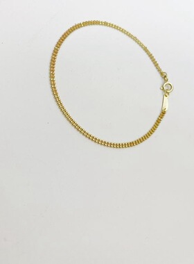 S925纯银镀14K金极简闪闪双层小珠珠链素手链日常可叠戴