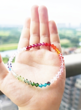 奥地利水晶施家弹力彩虹手链