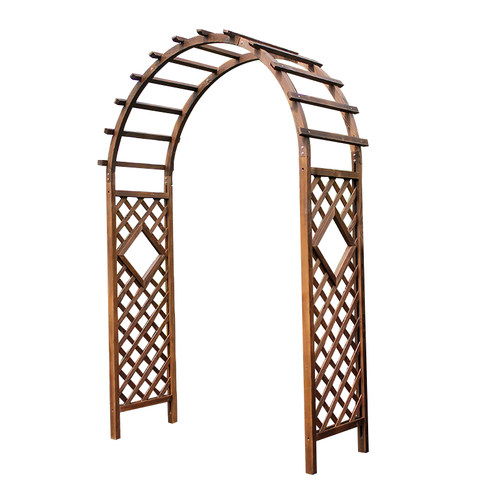 防腐木拱门花架爬藤架木质拱形户外鲜花月季实木别墅院子花园支架 - 图3