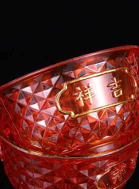 包邮水晶红碗3个拜神莲花供佛