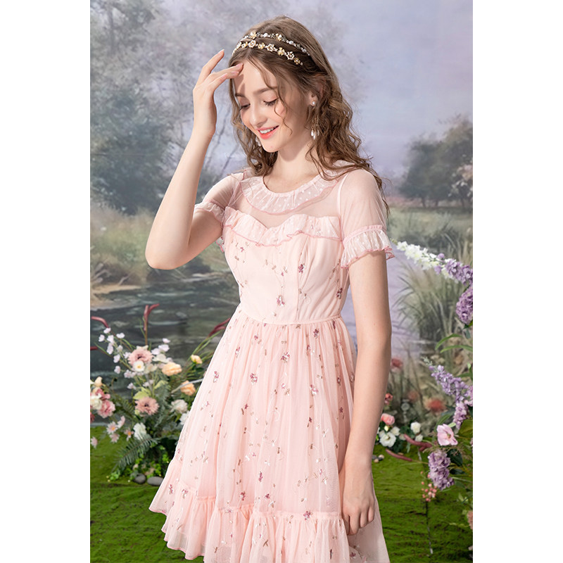 花儿开了2020夏季新款粉色公主裙 flowerscoming连衣裙