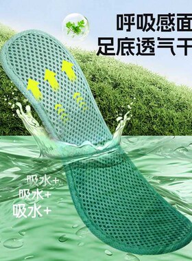 艾草防臭鞋垫男女通用吸汗除臭透气留香运动舒适夏天网眼军训鞋垫