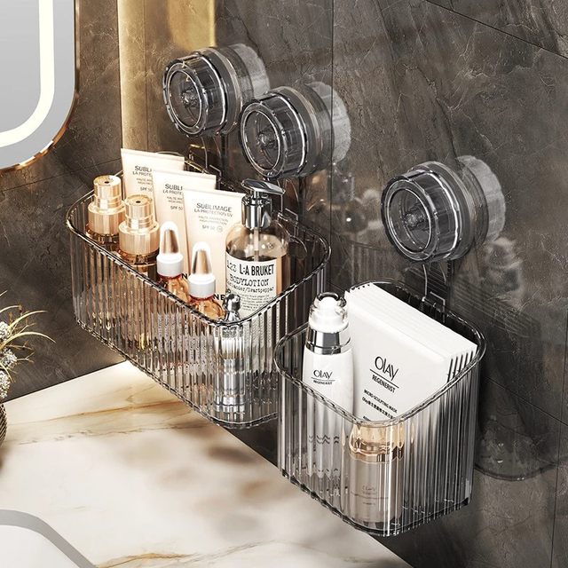 Suction cup holder without punching on the wall cosmetic storage